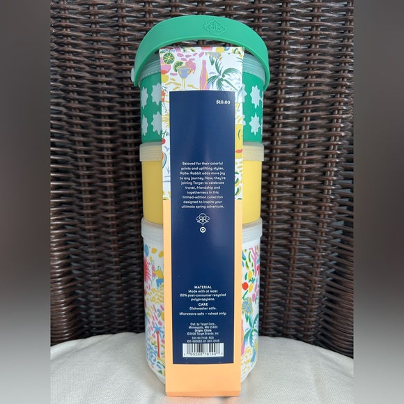 Roller Rabbit Vacation Stackable Snacklebox Container Set Yellow/Green - Picture 3 of 6